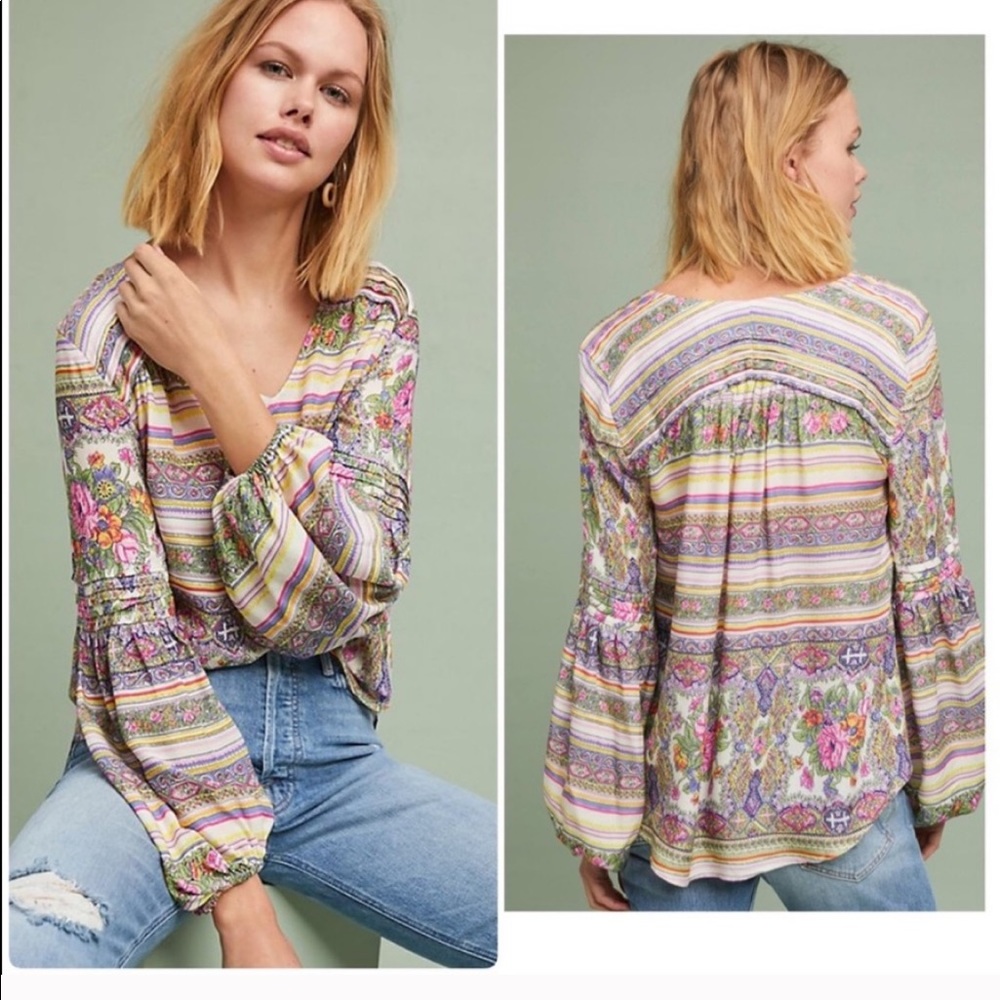 Maeve by Anthropologie Ceresco Colored Blouse